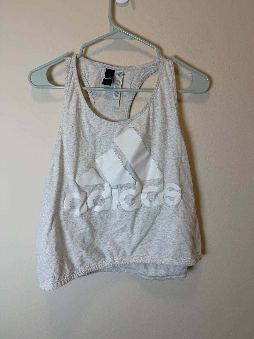 Adidas Racerback Crop Tank Top Size XL Gray White